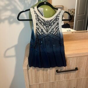 Urban Outfitters Blue Ombré Sleeveless Top with Sequin Details